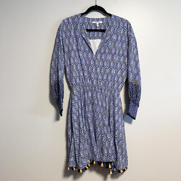 Derek Lam 10 Crosby Cassia Printed Boho Fringe Trim Dress Size 6 - Picture 5 of 13